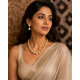 Antique gold-toned Ball necklace with matching filigree drop earrings-White