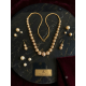 Antique gold-toned Ball necklace with matching filigree drop earrings-White